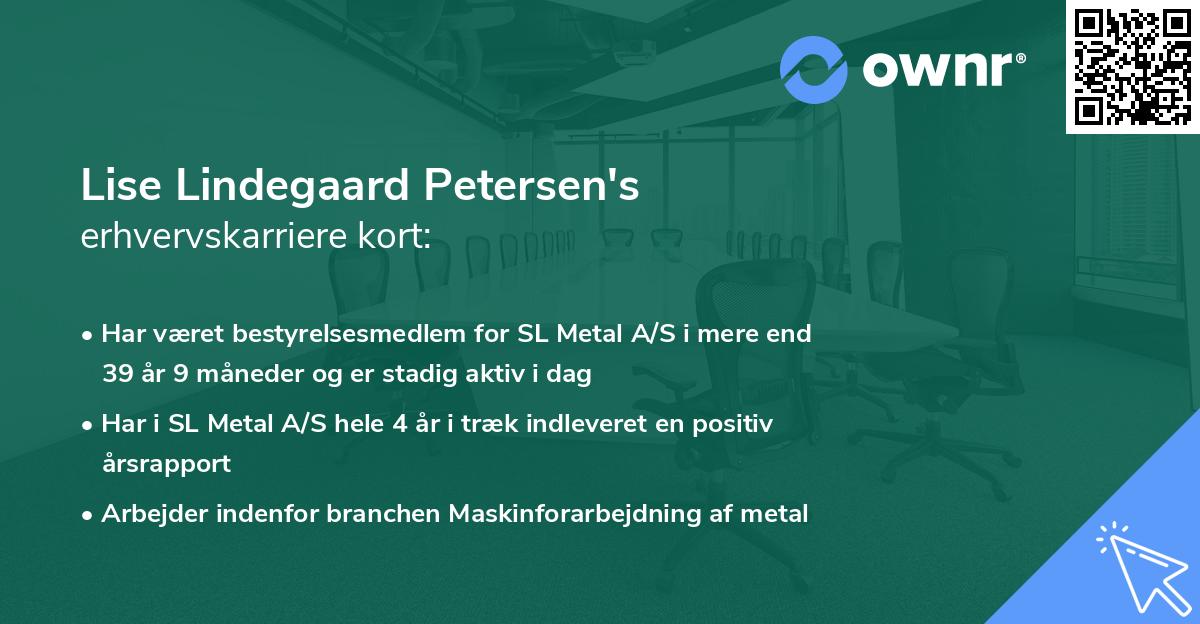 Lise Lindegaard Petersen's erhvervskarriere kort