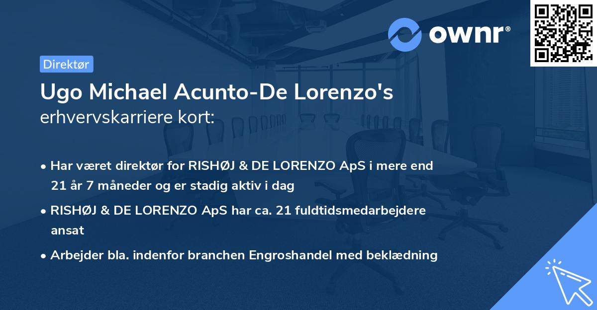 Ugo Michael Acunto-De Lorenzo's erhvervskarriere kort