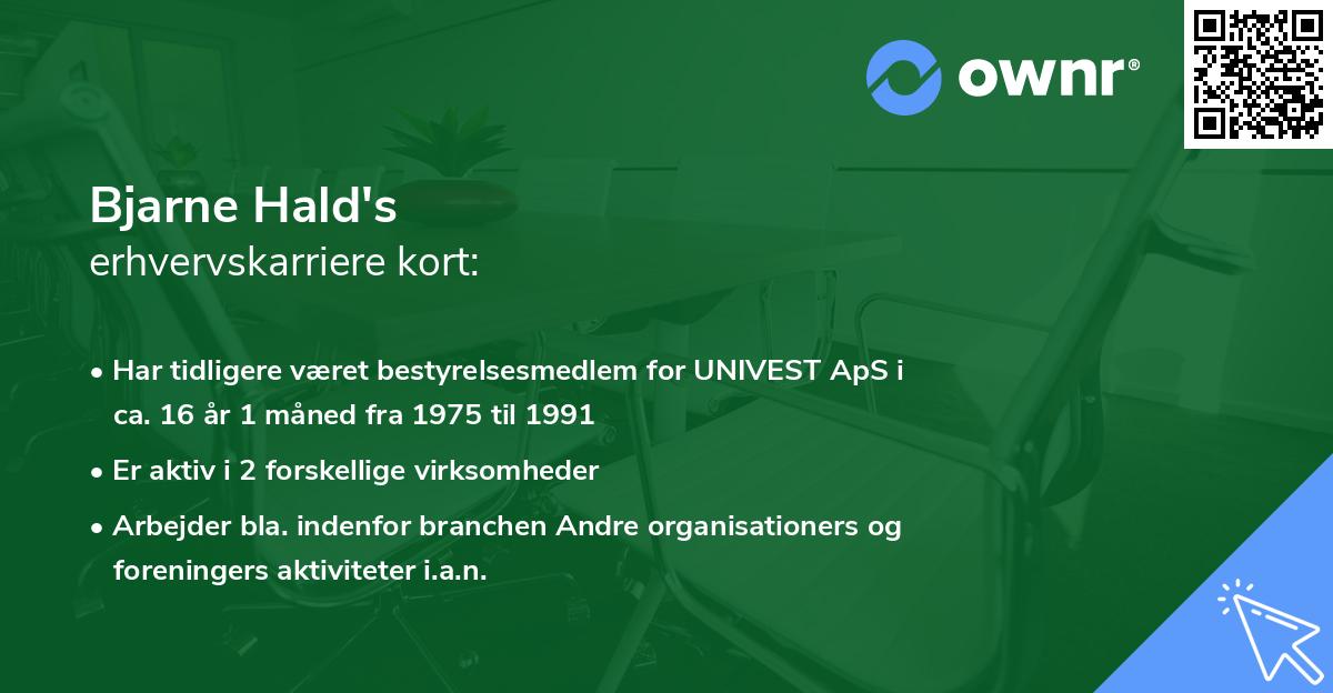 Bjarne Hald's erhvervskarriere kort