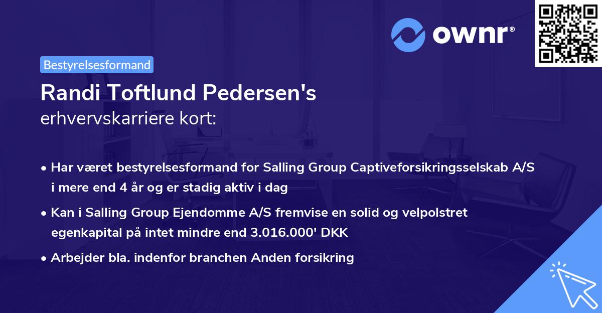 Randi Toftlund Pedersen's erhvervskarriere kort