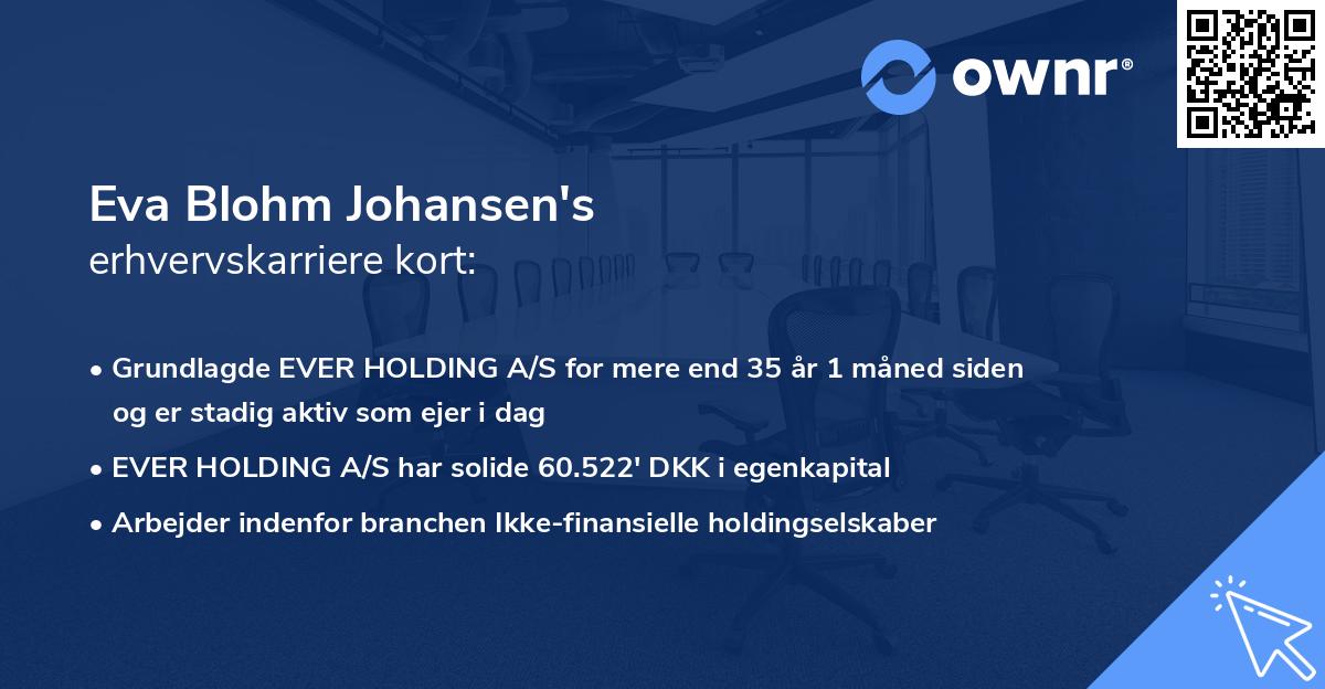 Eva Blohm Johansen's erhvervskarriere kort
