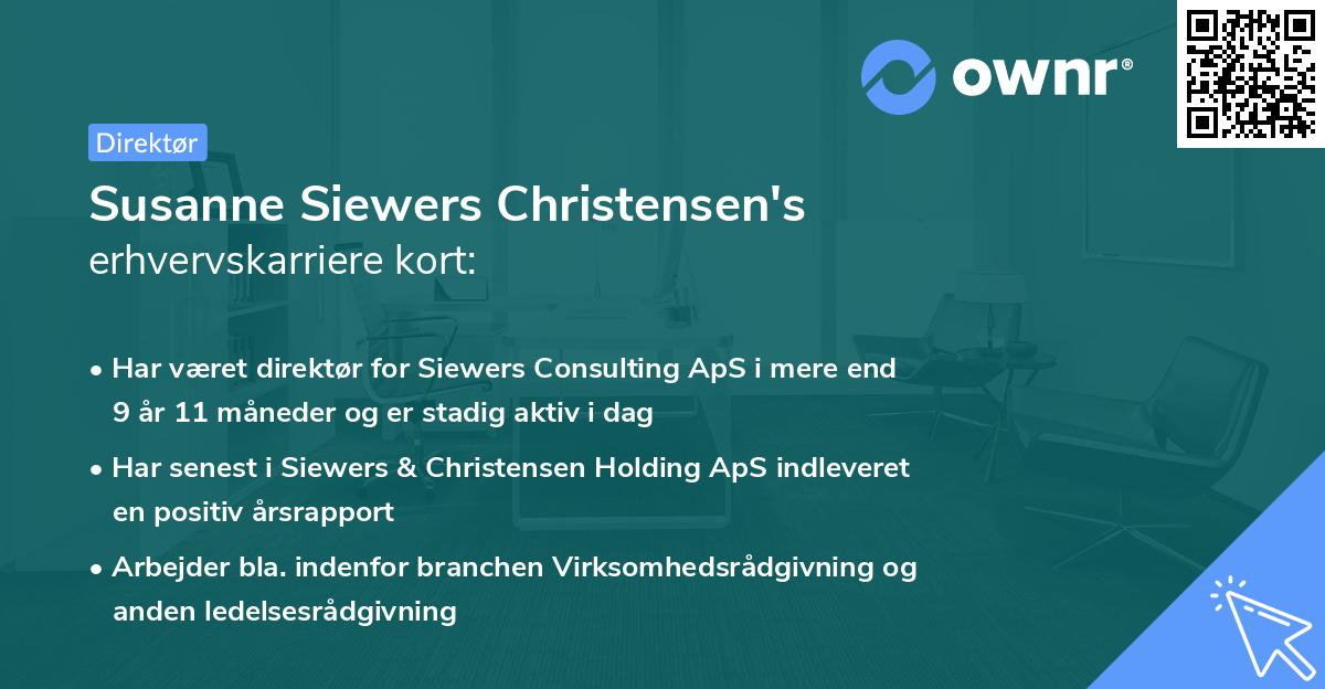 Susanne Siewers Christensen's erhvervskarriere kort