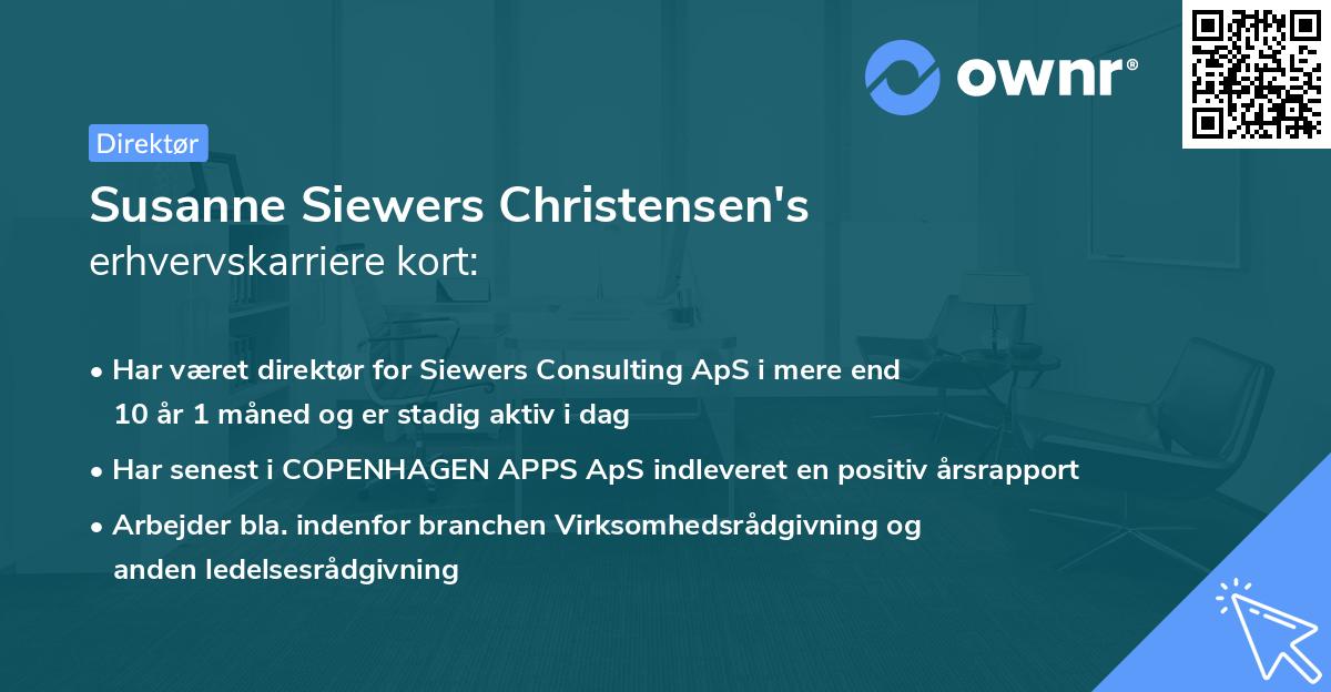 Susanne Siewers Christensen's erhvervskarriere kort