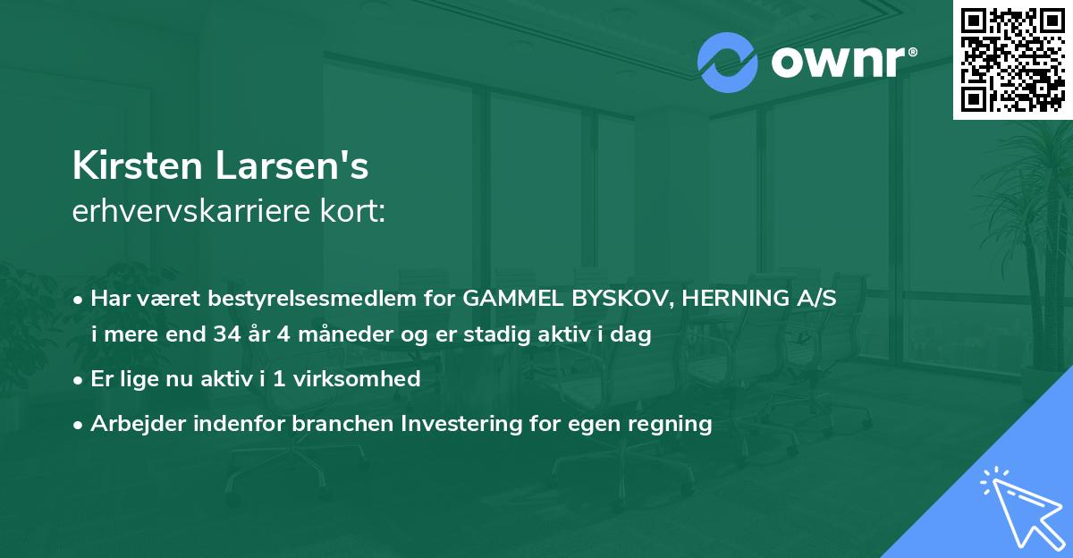 Kirsten Larsen's erhvervskarriere kort