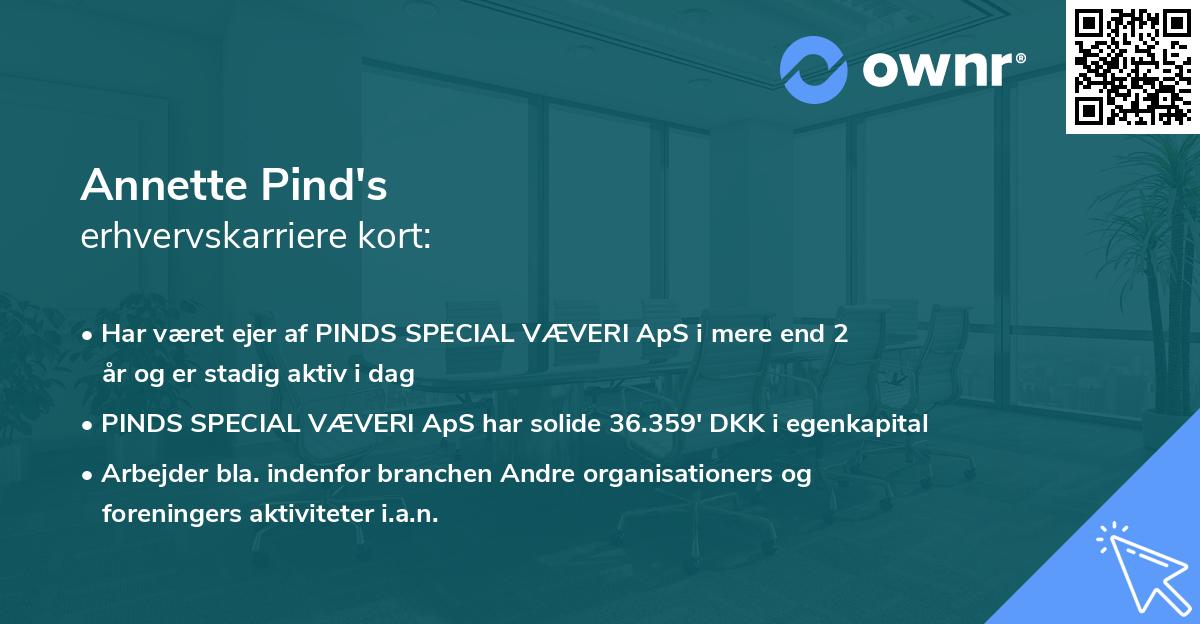 Annette Pind's erhvervskarriere kort