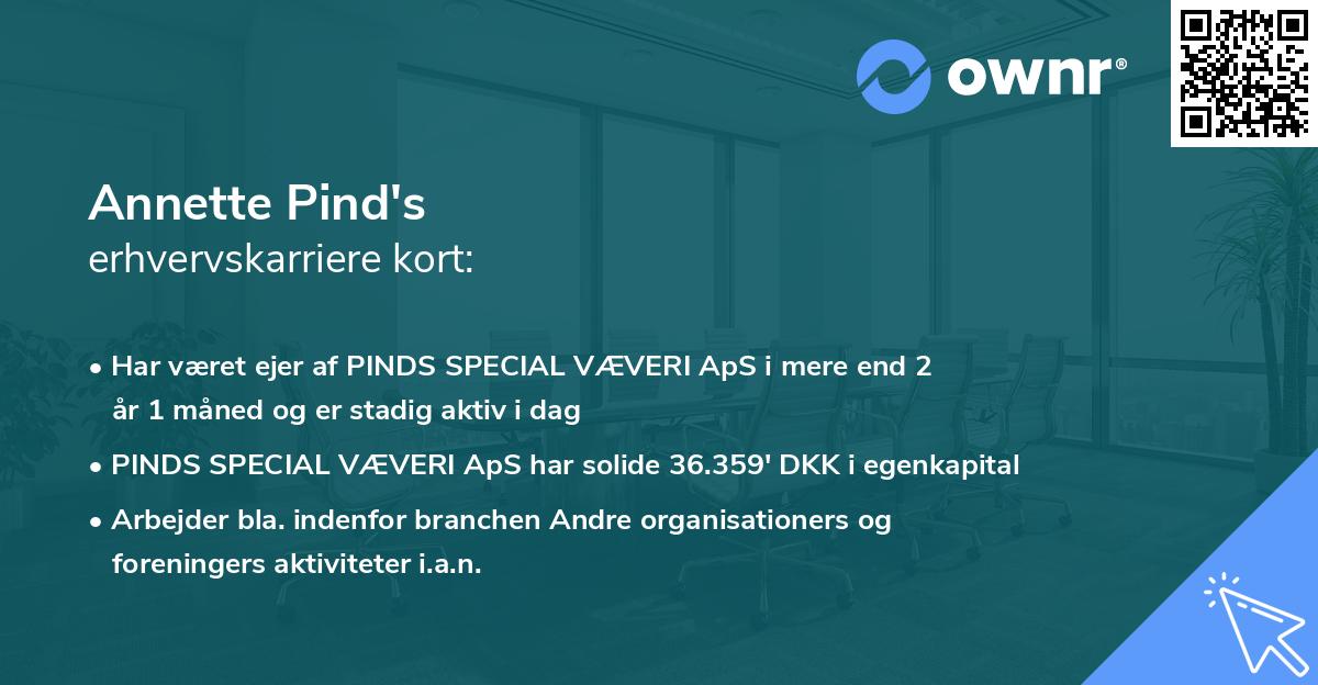 Annette Pind's erhvervskarriere kort