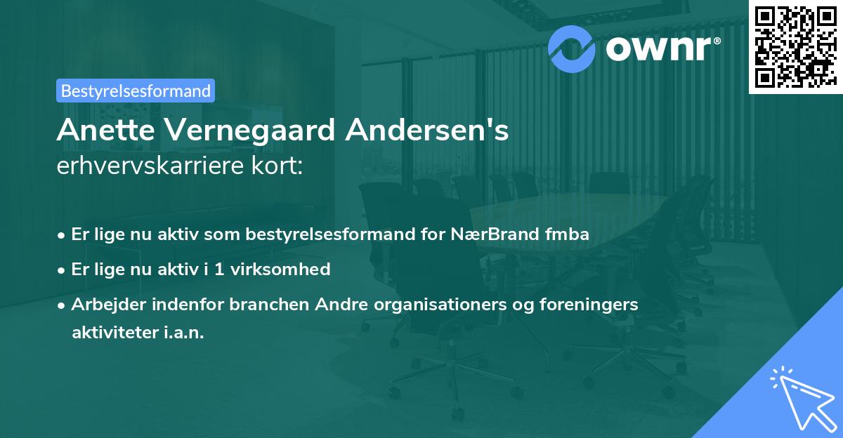 Anette Vernegaard Andersen's erhvervskarriere kort