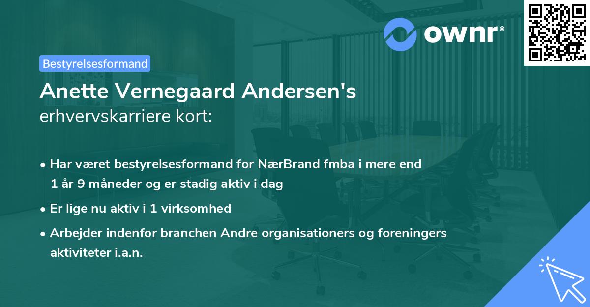 Anette Vernegaard Andersen's erhvervskarriere kort