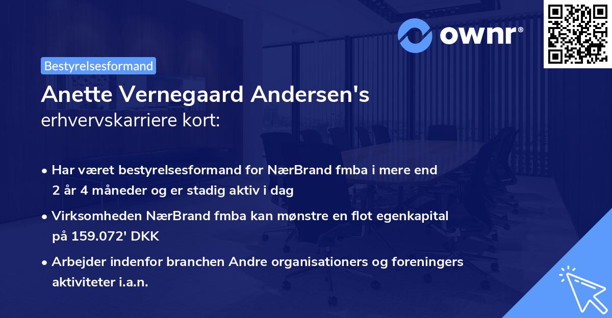 Anette Vernegaard Andersen's erhvervskarriere kort