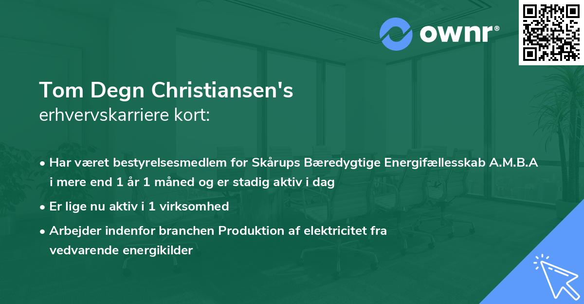 Tom Degn Christiansen's erhvervskarriere kort