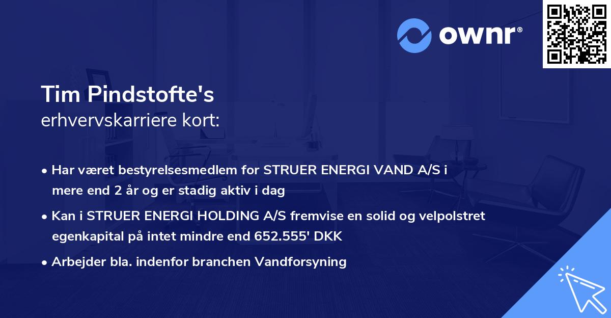 Tim Pindstofte's erhvervskarriere kort