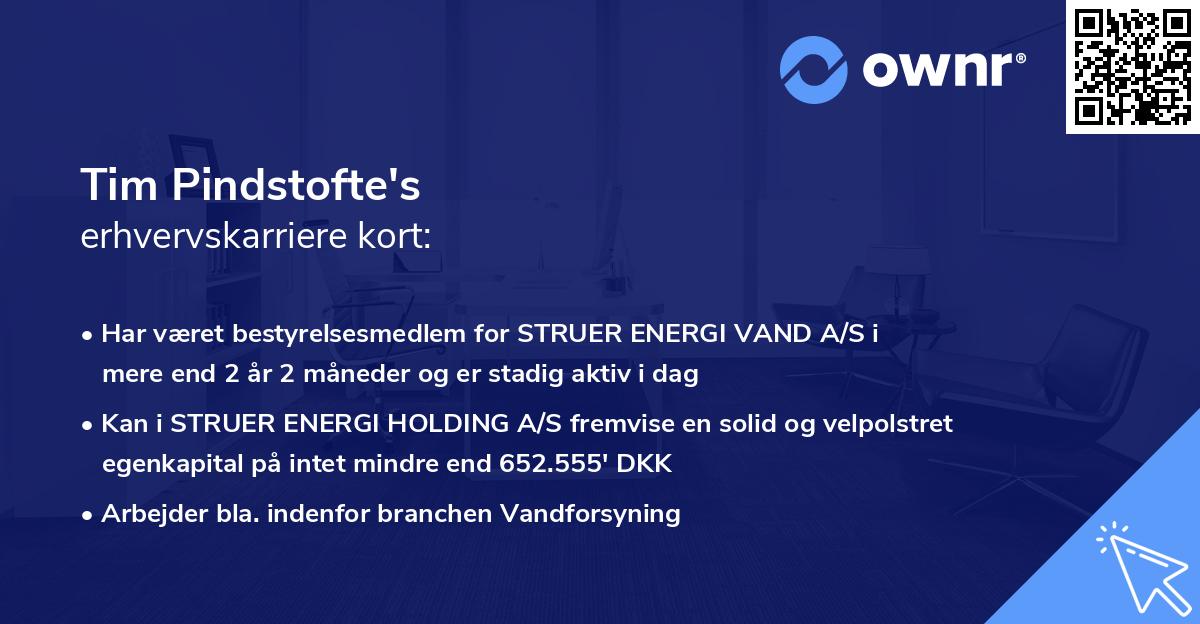 Tim Pindstofte's erhvervskarriere kort
