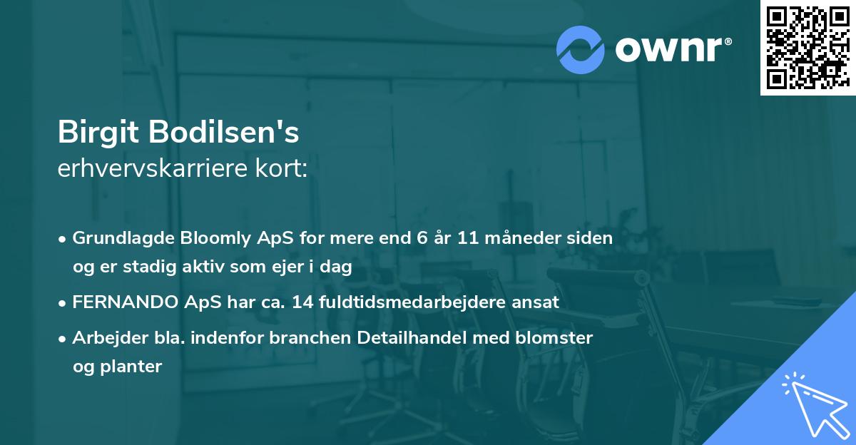 Birgit Bodilsen's erhvervskarriere kort