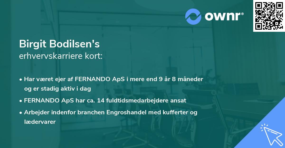 Birgit Bodilsen's erhvervskarriere kort