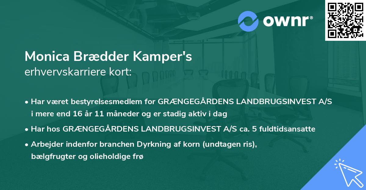 Monica Brædder Kamper's erhvervskarriere kort