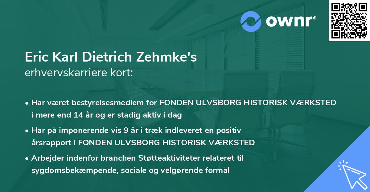 Eric Karl Dietrich Zehmke's erhvervskarriere kort