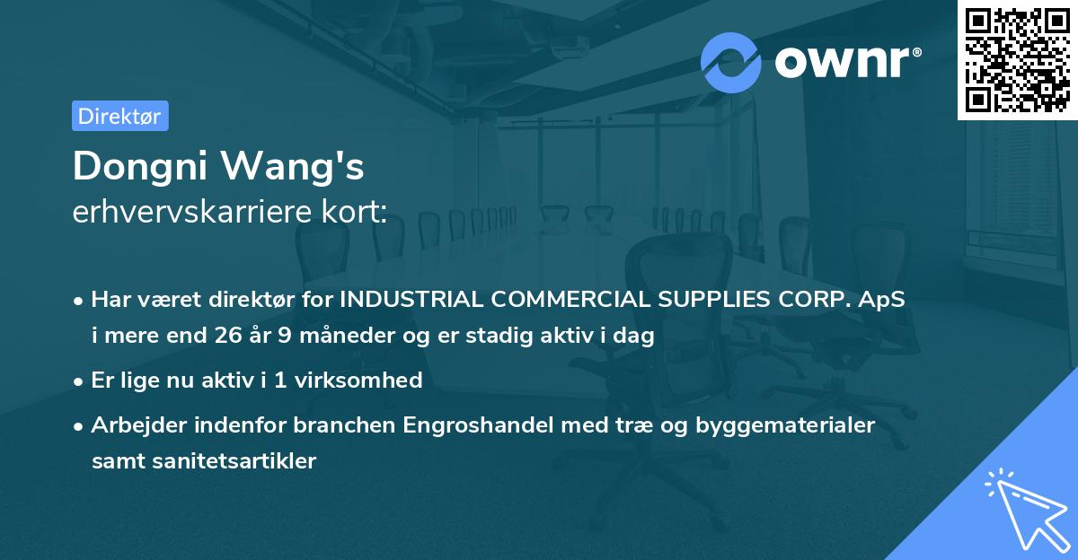 Dongni Wang's erhvervskarriere kort