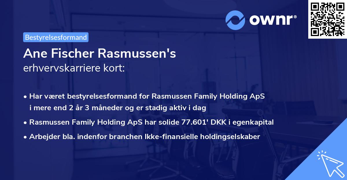 Ane Fischer Rasmussen's erhvervskarriere kort