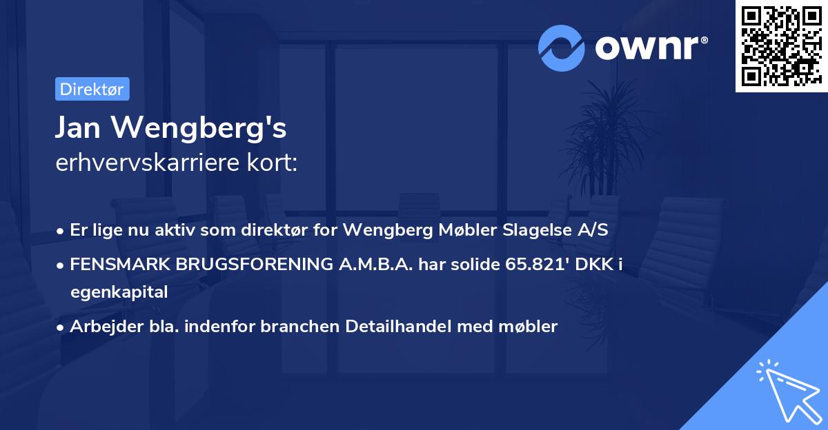 Jan Wengberg's erhvervskarriere kort