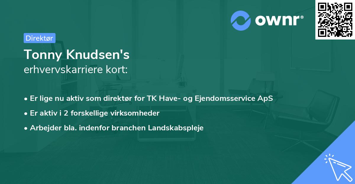 Tonny Knudsen's erhvervskarriere kort