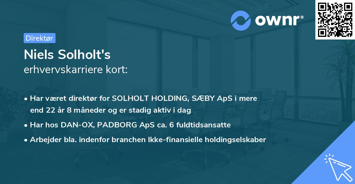 Niels Solholt's erhvervskarriere kort