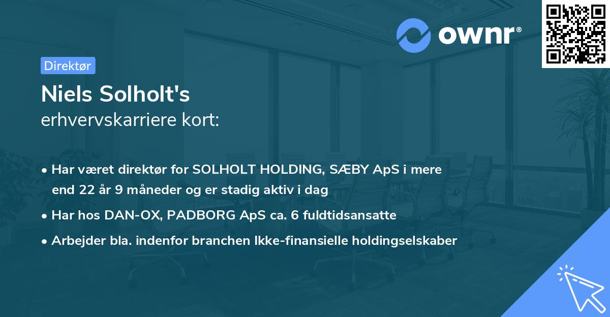 Niels Solholt's erhvervskarriere kort
