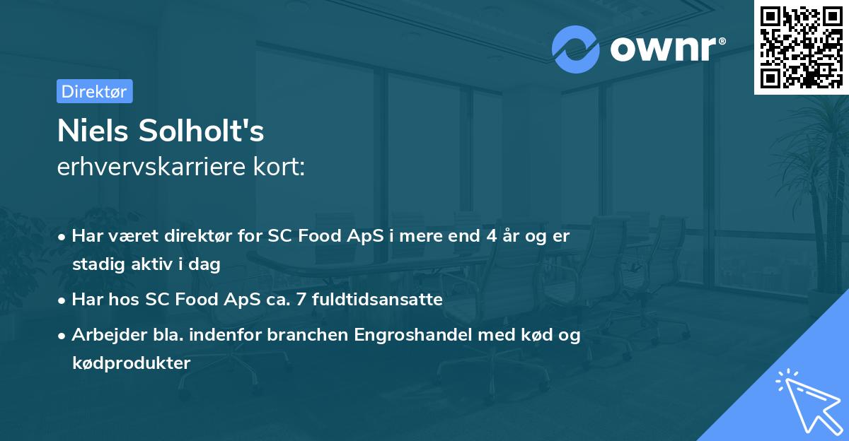 Niels Solholt's erhvervskarriere kort