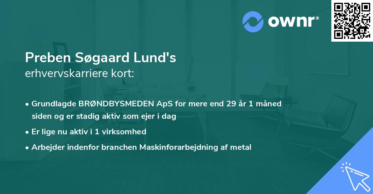 Preben Søgaard Lund's erhvervskarriere kort