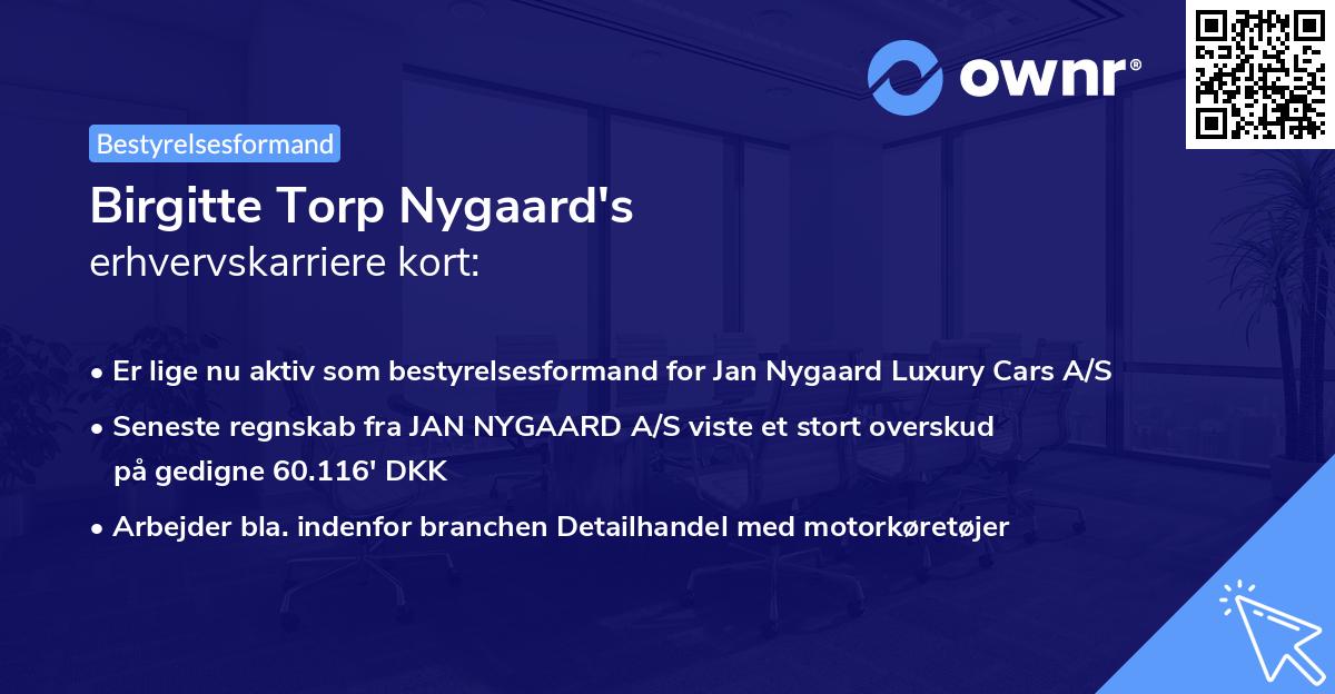 Birgitte Torp Nygaard's erhvervskarriere kort