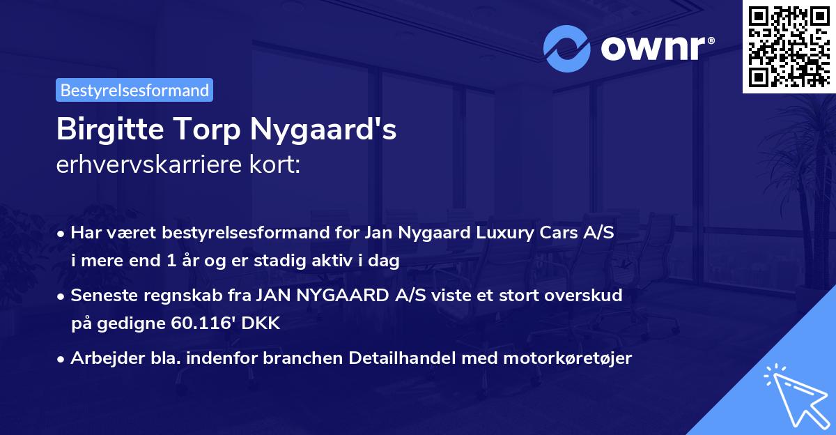 Birgitte Torp Nygaard's erhvervskarriere kort