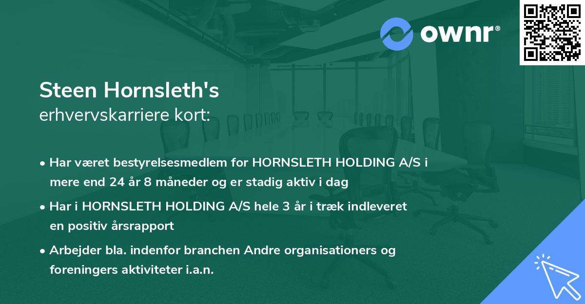 Steen Hornsleth's erhvervskarriere kort