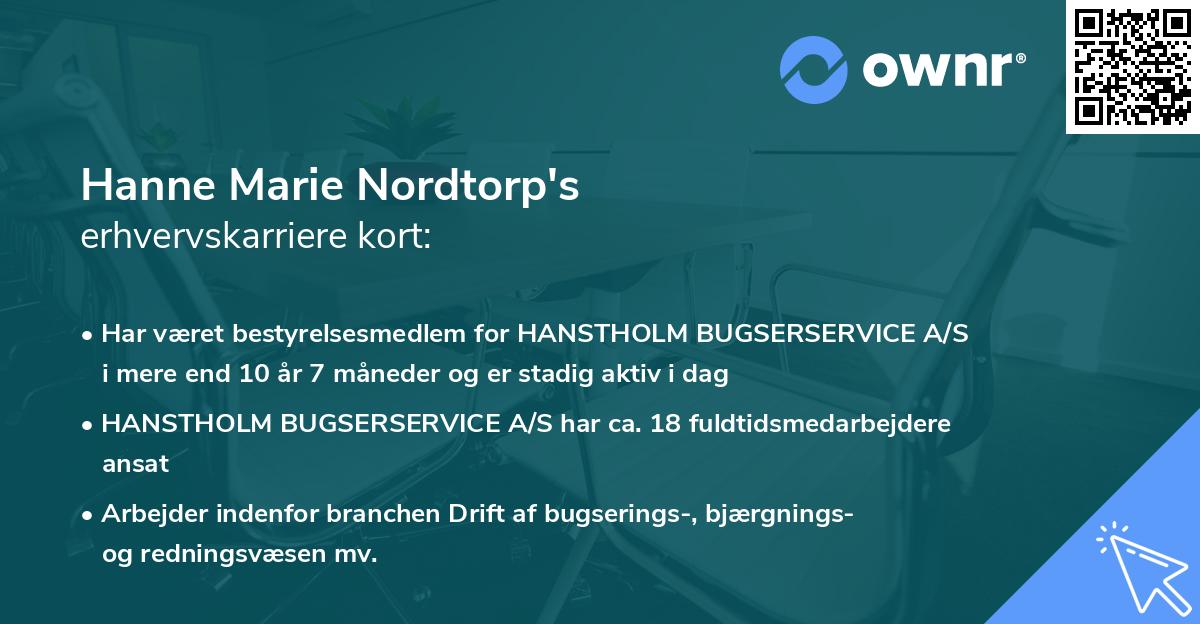 Hanne Marie Nordtorp's erhvervskarriere kort