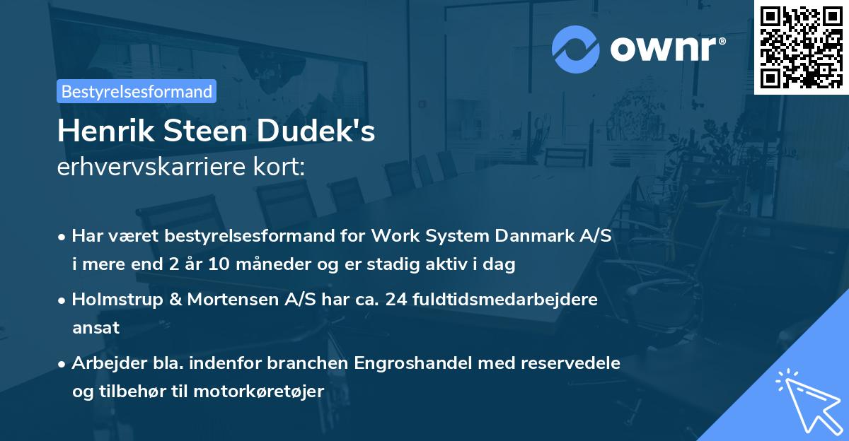 Henrik Steen Dudek's erhvervskarriere kort