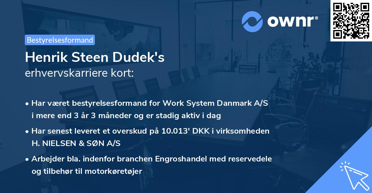 Henrik Steen Dudek's erhvervskarriere kort