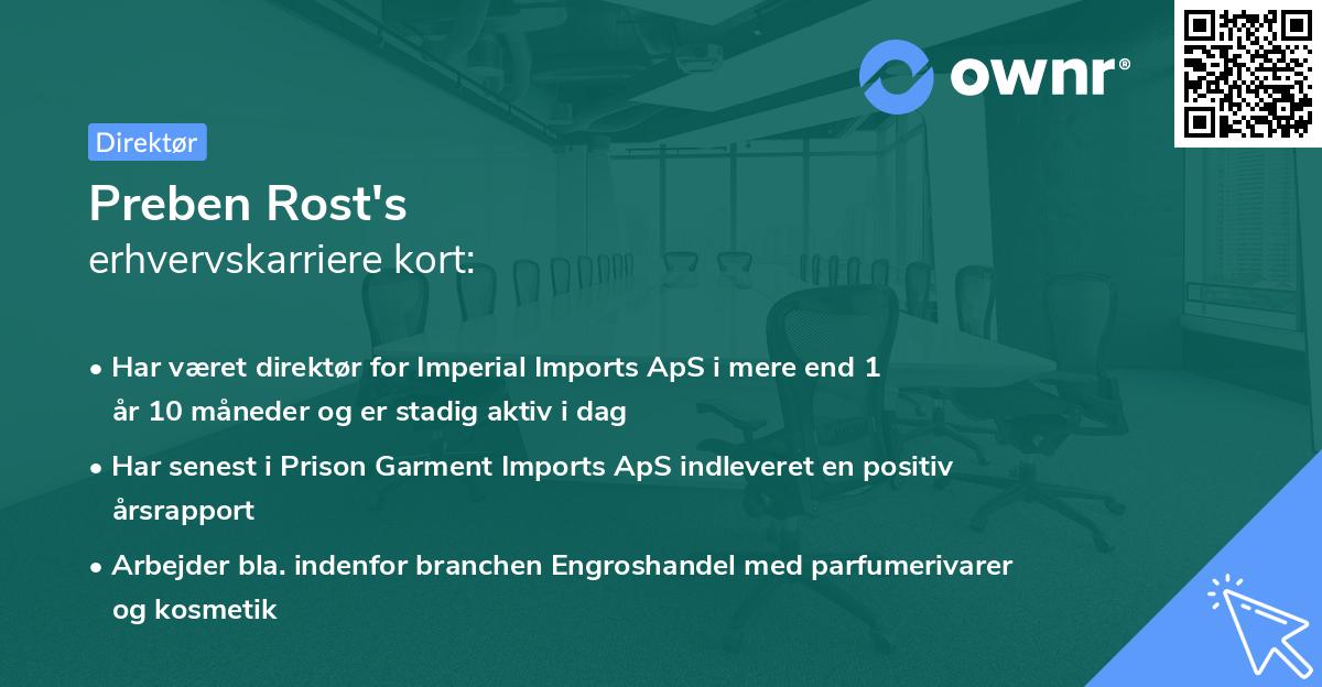 Preben Rost's erhvervskarriere kort