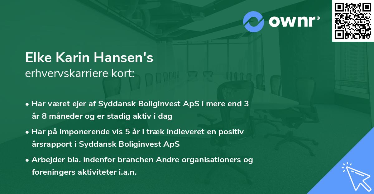 Elke Karin Hansen's erhvervskarriere kort