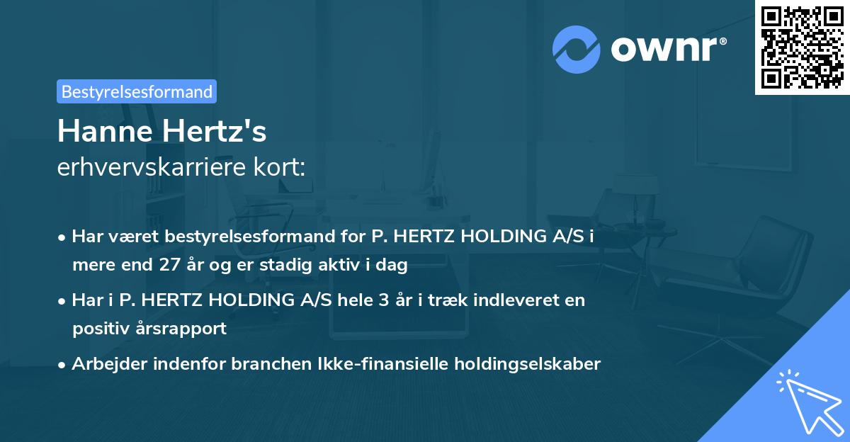 Hanne Hertz's erhvervskarriere kort