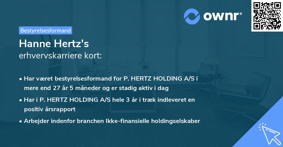 Hanne Hertz's erhvervskarriere kort