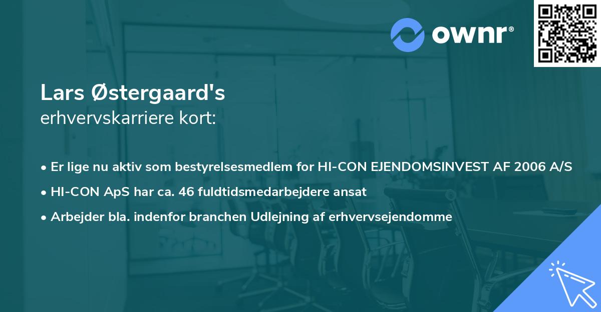 Lars Østergaard's erhvervskarriere kort