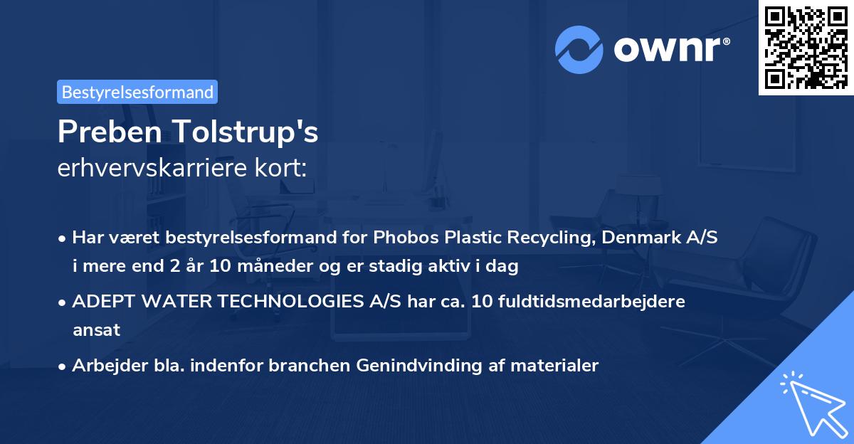 Preben Tolstrup's erhvervskarriere kort