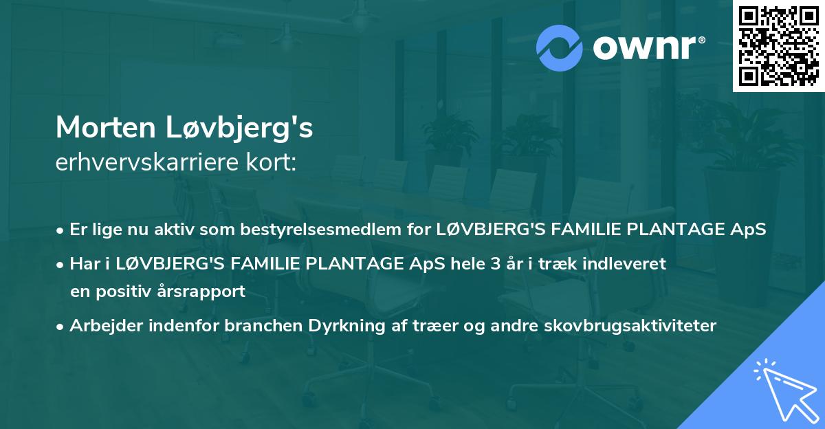Morten Løvbjerg's erhvervskarriere kort