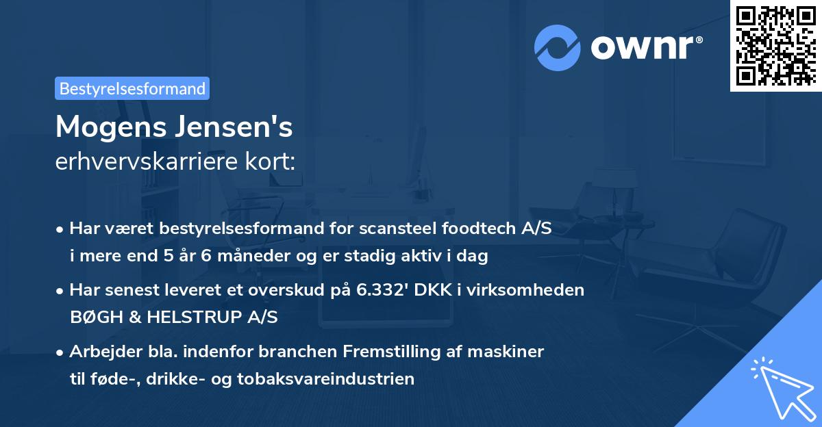 Mogens Jensen's erhvervskarriere kort