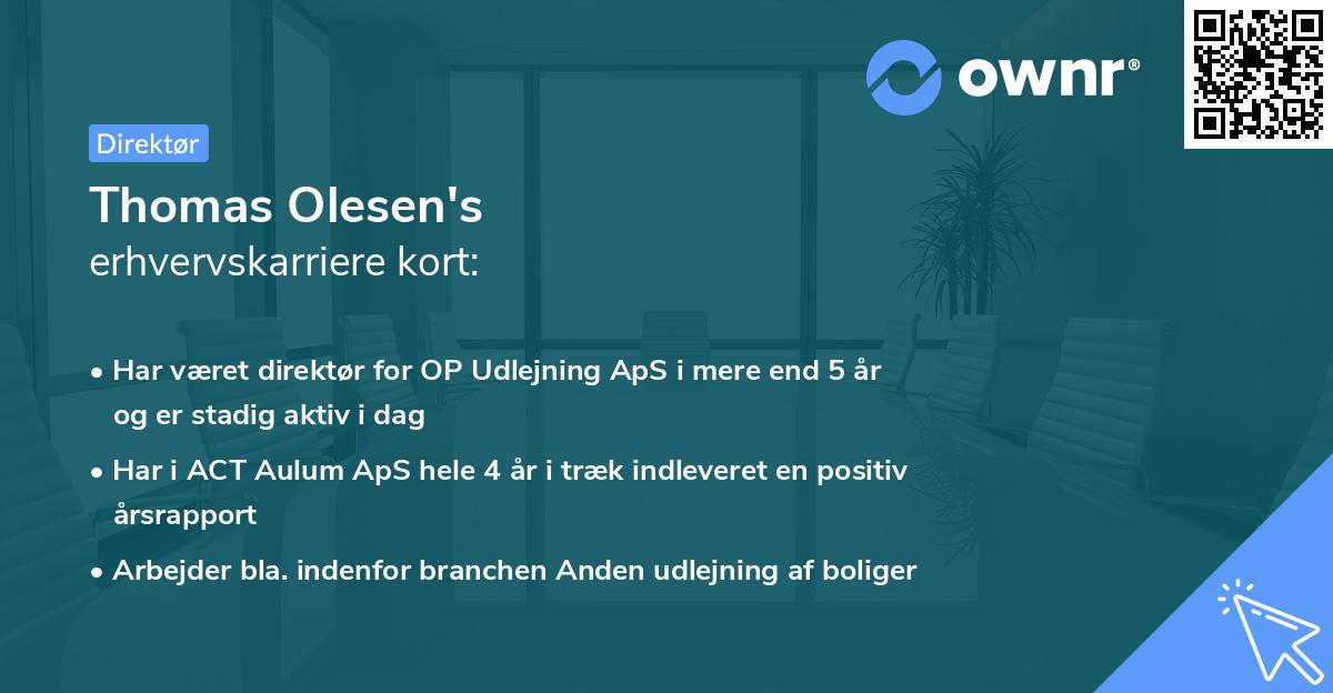 Thomas Olesen's erhvervskarriere kort