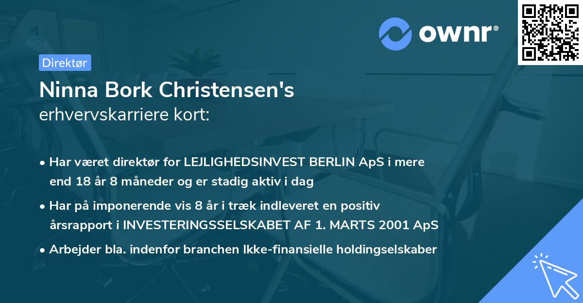 Ninna Bork Christensen's erhvervskarriere kort