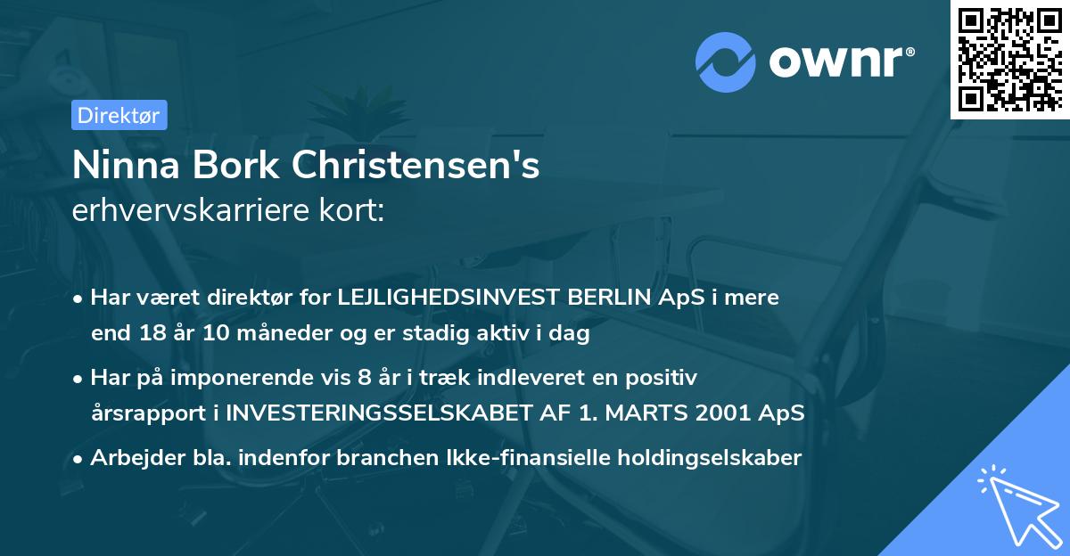 Ninna Bork Christensen's erhvervskarriere kort