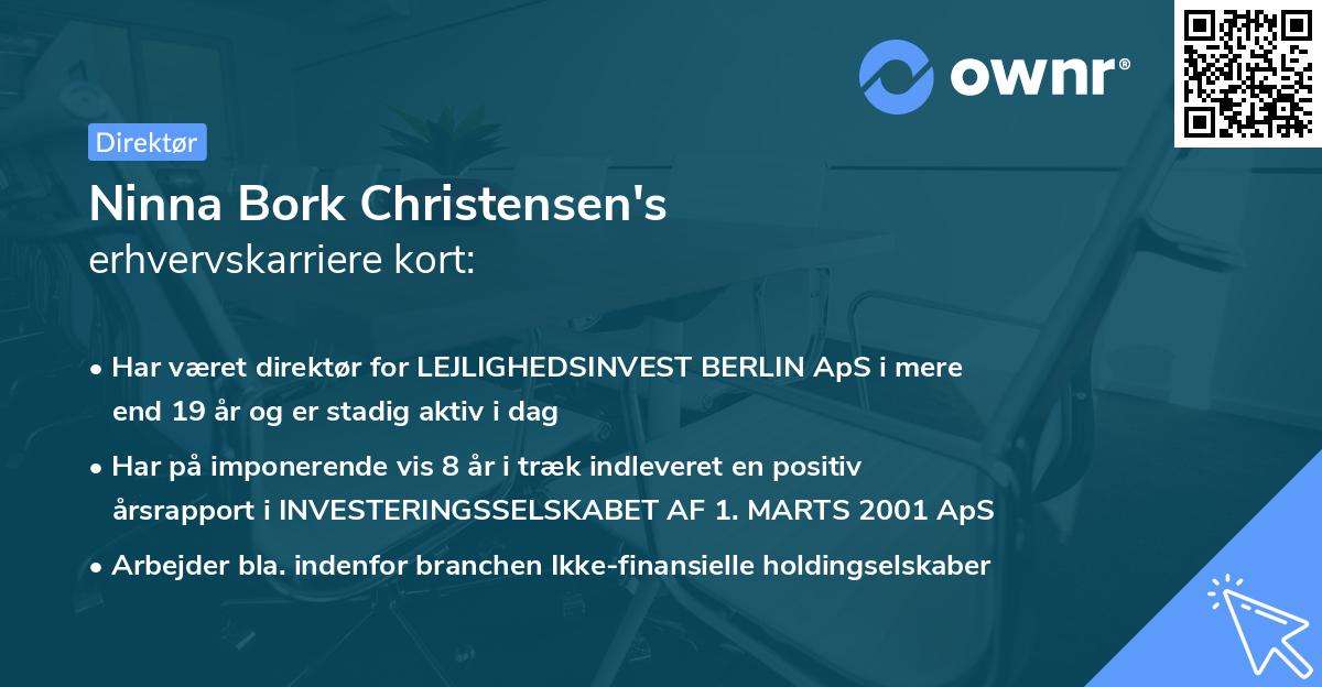 Ninna Bork Christensen's erhvervskarriere kort
