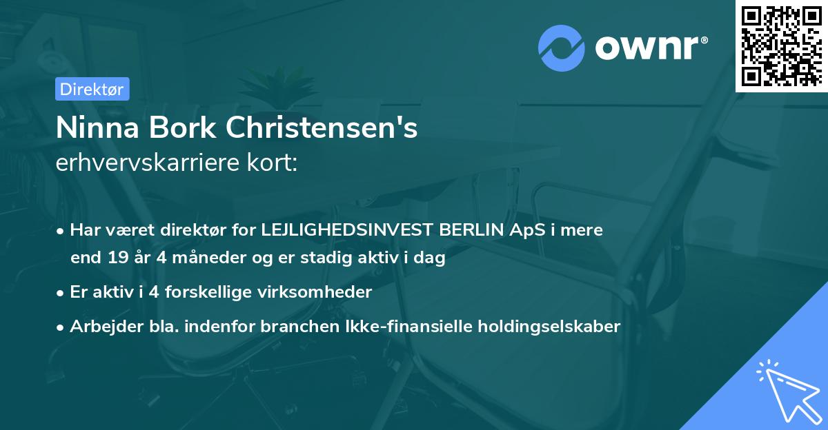 Ninna Bork Christensen's erhvervskarriere kort