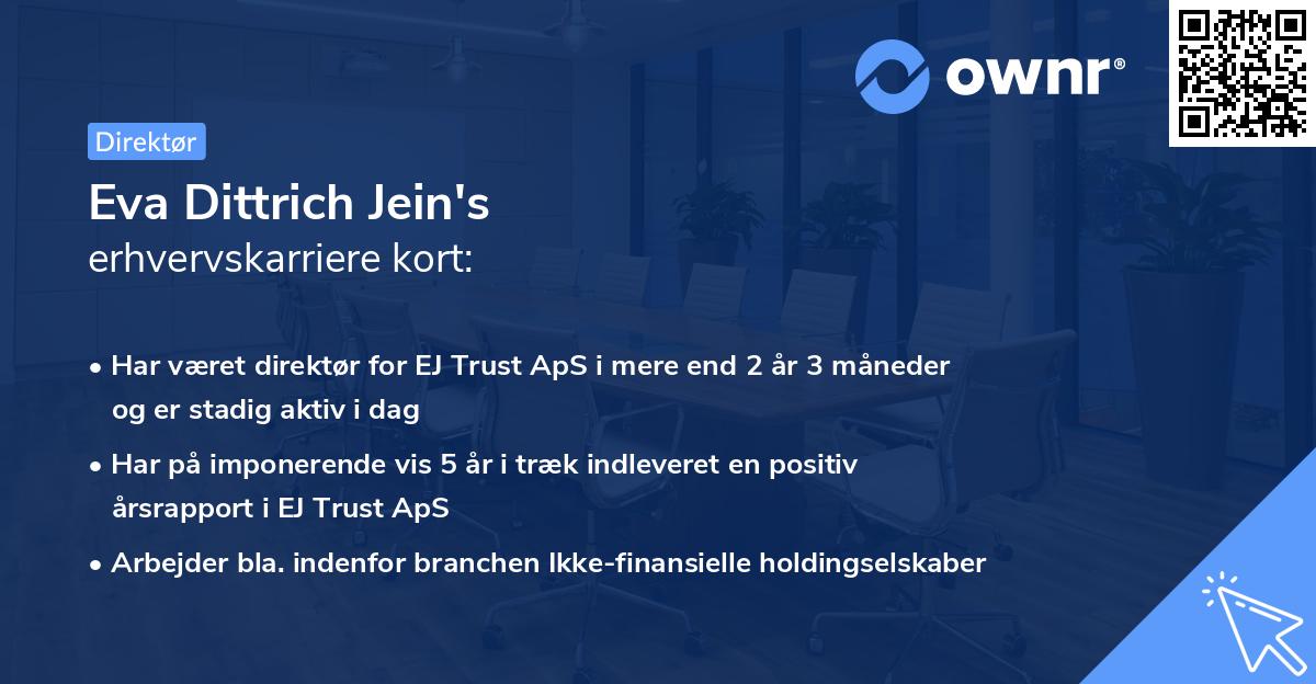 Eva Dittrich Jein's erhvervskarriere kort