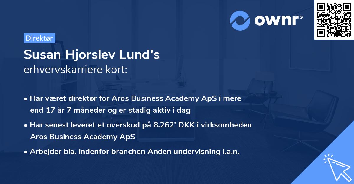 Susan Hjorslev Lund's erhvervskarriere kort