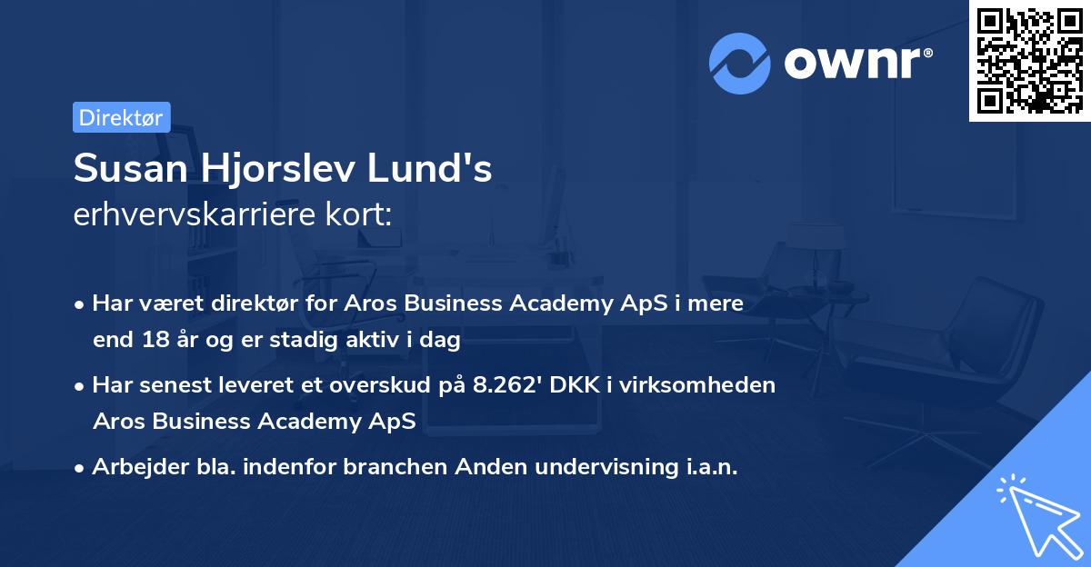 Susan Hjorslev Lund's erhvervskarriere kort